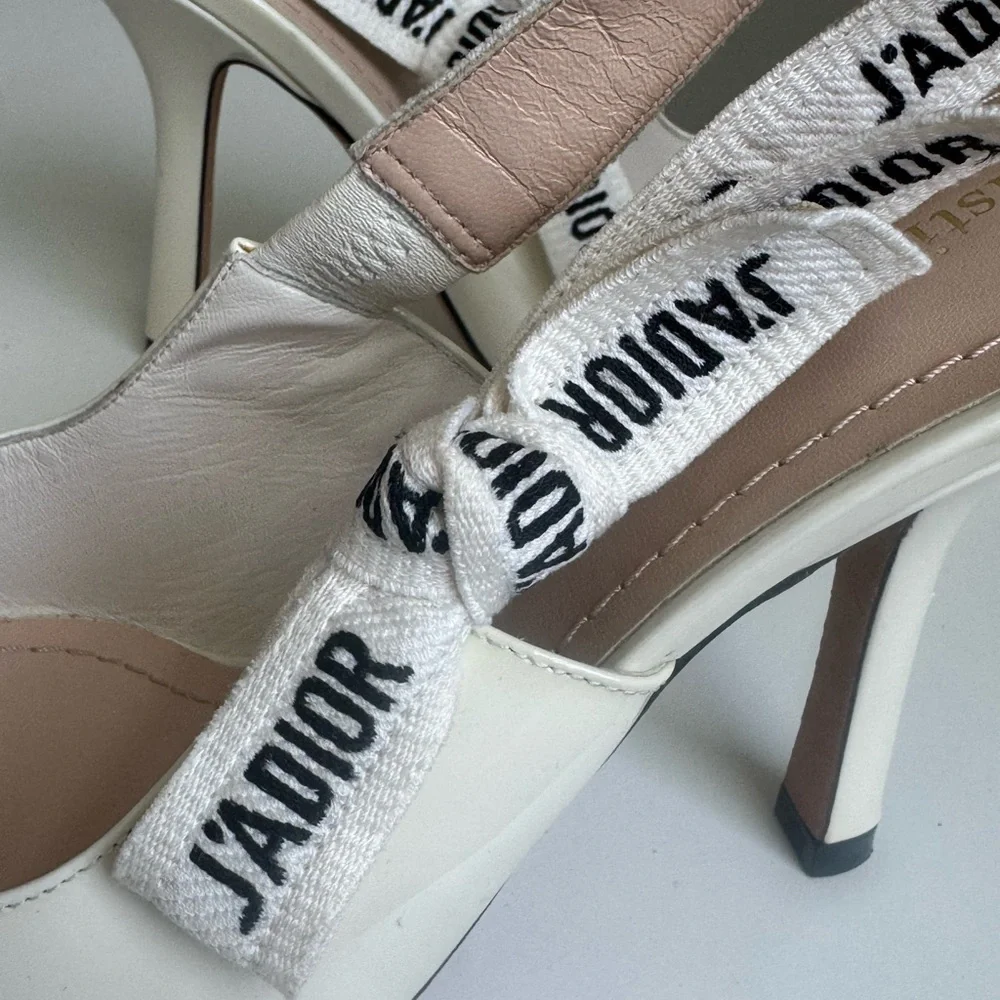 Christian Dior J’Adior Slingback Pumps Size 39 | Cream Patent Leather - Picture 9 of 10